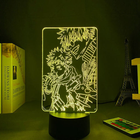 Lampe 3D  Jujutsu Kaisen Yuji Itadori et Gojo Satoru jaune