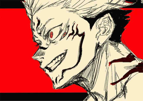 Poster jujutsu Kaisen Sukuna Fond Rouge