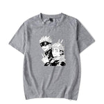 T-shirt Jujutsu Kaisen Gojo Satoru et Yuji Itadori gris