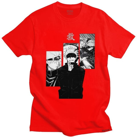 T Shirt Jujutsu Kaisen Gojo rouge