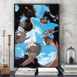 Poster Jujutsu Kaisen Yuji,Nobara,Megumi & Satoru Décoration intérieur